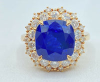 3 CT Cushion Cut Sapphire Diamond 925 Sterling Silver Women's Halo Wedding Ring