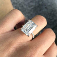 1 CT Emerald Cut Diamond 925 Sterling Silver Halo Promise Ring