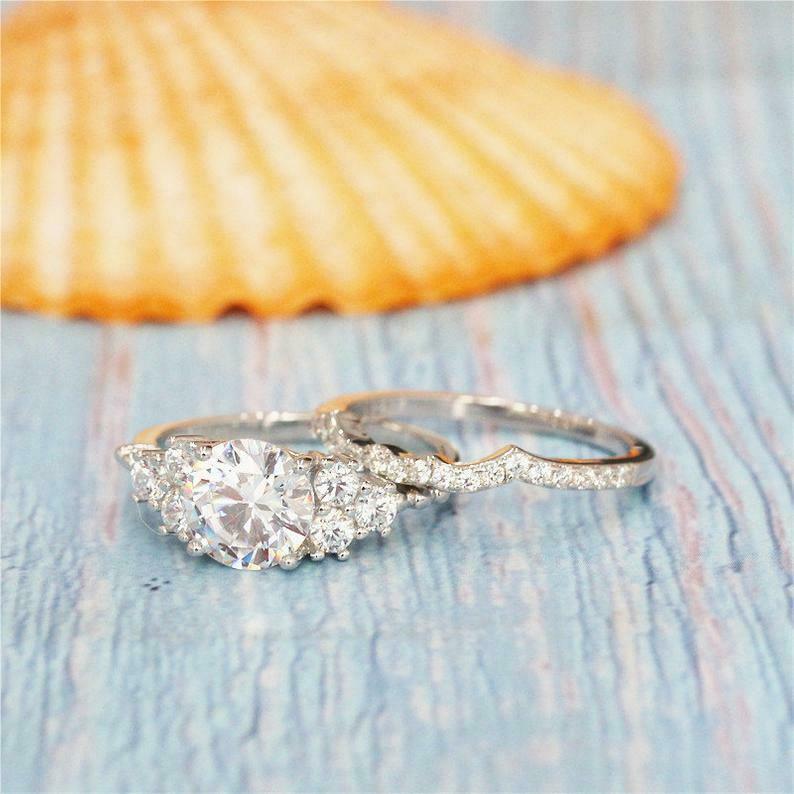 1.60 CT Round Cut Diamond 925 Sterling Silver Bridal Engagement Ring