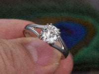 925 Sterling Silver 0.75 Round Cut Diamond Solitaire Anniversary Ring