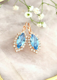 4 CT Marquise Cut Blue Topaz Diamond Hoop Women's Earrings 925 Sterling Silver