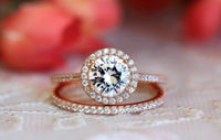 Halo Bridal Set Engagement Ring 2.5 CT Round Cut Diamond 925 Sterling Silver
