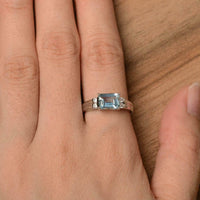 1 CT Emerald Cut Aquamarine Diamond Solitaire Anniversary Ring 925 Sterling Silver