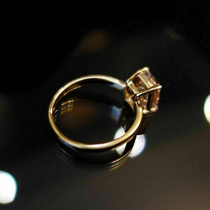 1 CT Emerald Cut Morganite Solitaire Engagement Ring 925 Sterling Silver