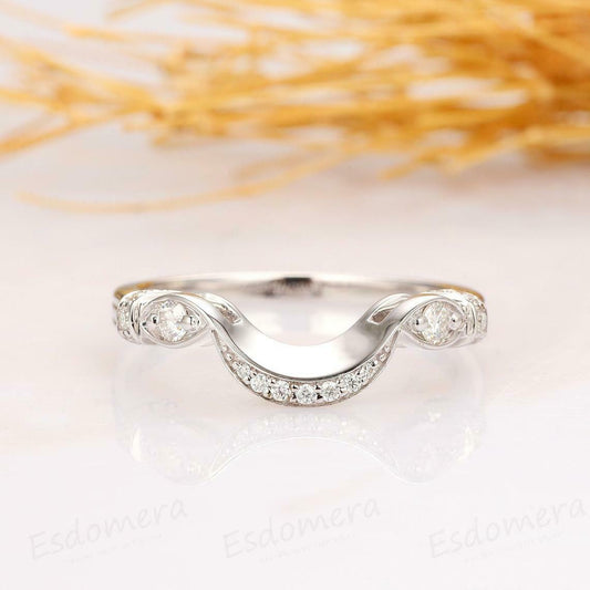 0.75 CT Round Cut Diamond Curved Anniversary Band Ring 925 Sterling Silver