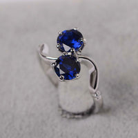 Double Round Cut Sapphire Stone White Tone On 925 Sterling Silver Ring Gift For Most Loved One.