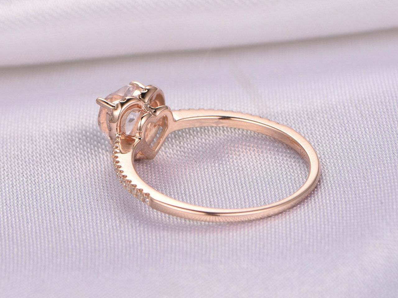 1 CT Heart Cut Morganite Engagement Ring 925 Sterling Silver Promise Women's Ring