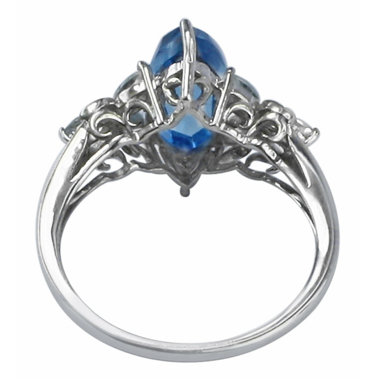 2 CT Marquise Cut Blue Topaz Diamond White Gold Over On 925 Sterling Silver Solitaire With Accents Ring - atjewels.in
