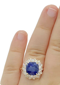 3 CT Cushion Cut Sapphire Diamond 925 Sterling Silver Women's Halo Wedding Ring
