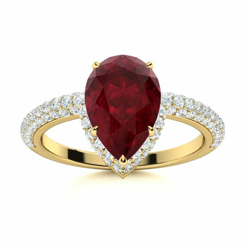2 CT Pear Cut Ruby Diamonds 925 Sterling Silver Women’s Engagement Ring