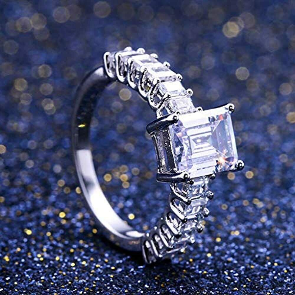 3 CT Emerald Cut Diamond 925 Sterling Sliver Women's Wedding Ring