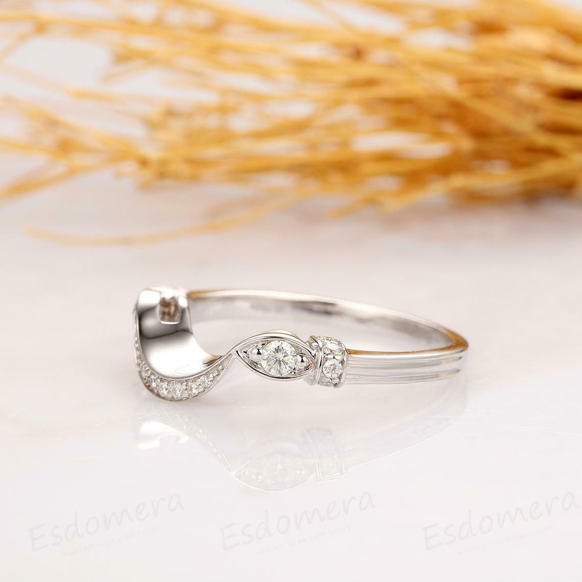 0.75 CT Round Cut Diamond Curved Anniversary Band Ring 925 Sterling Silver