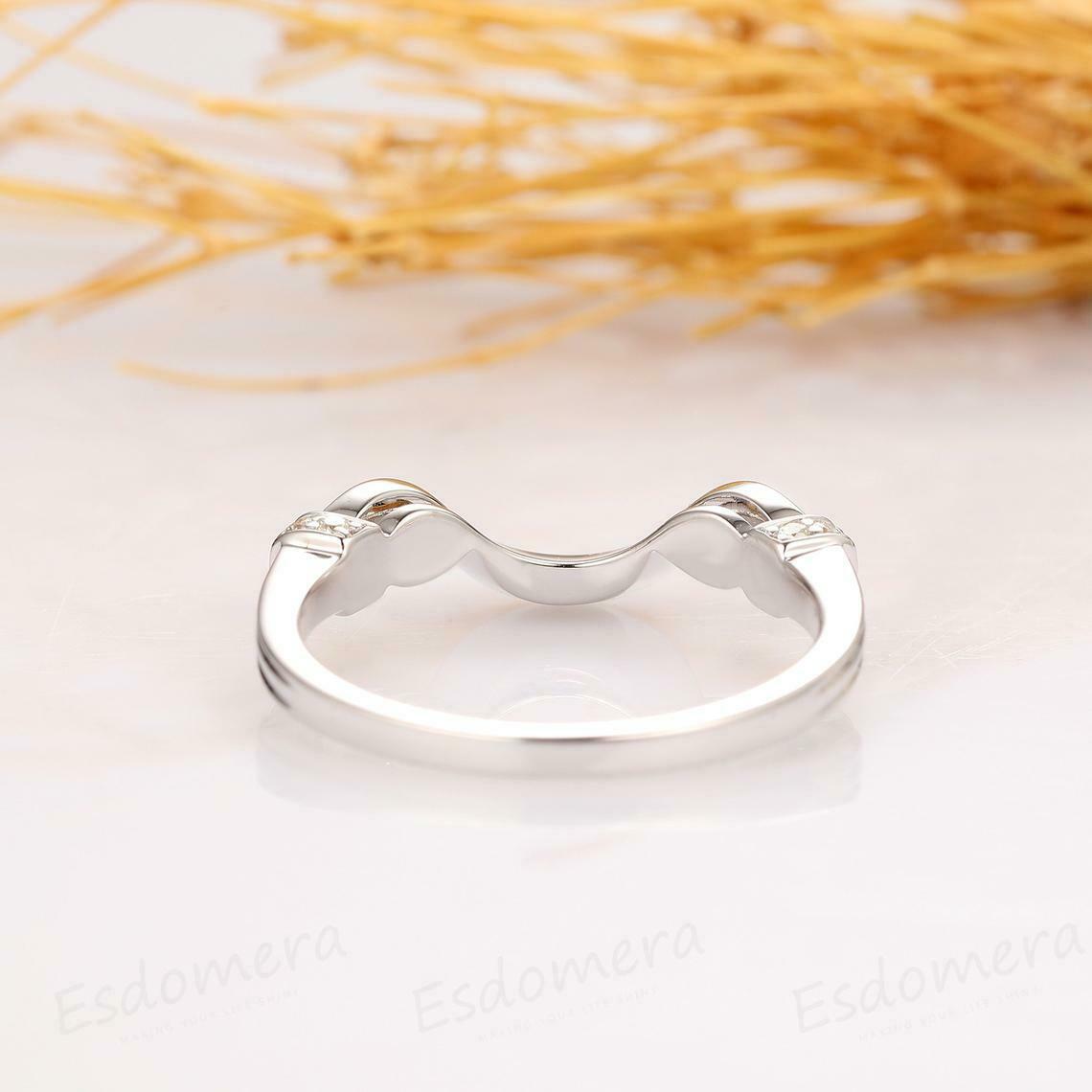 0.75 CT Round Cut Diamond Curved Anniversary Band Ring 925 Sterling Silver