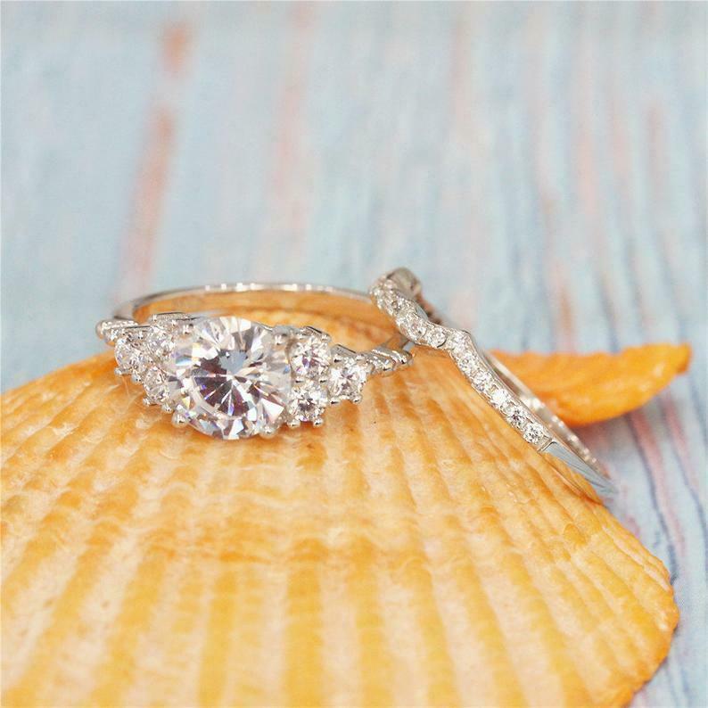1.60 CT Round Cut Diamond 925 Sterling Silver Bridal Engagement Ring