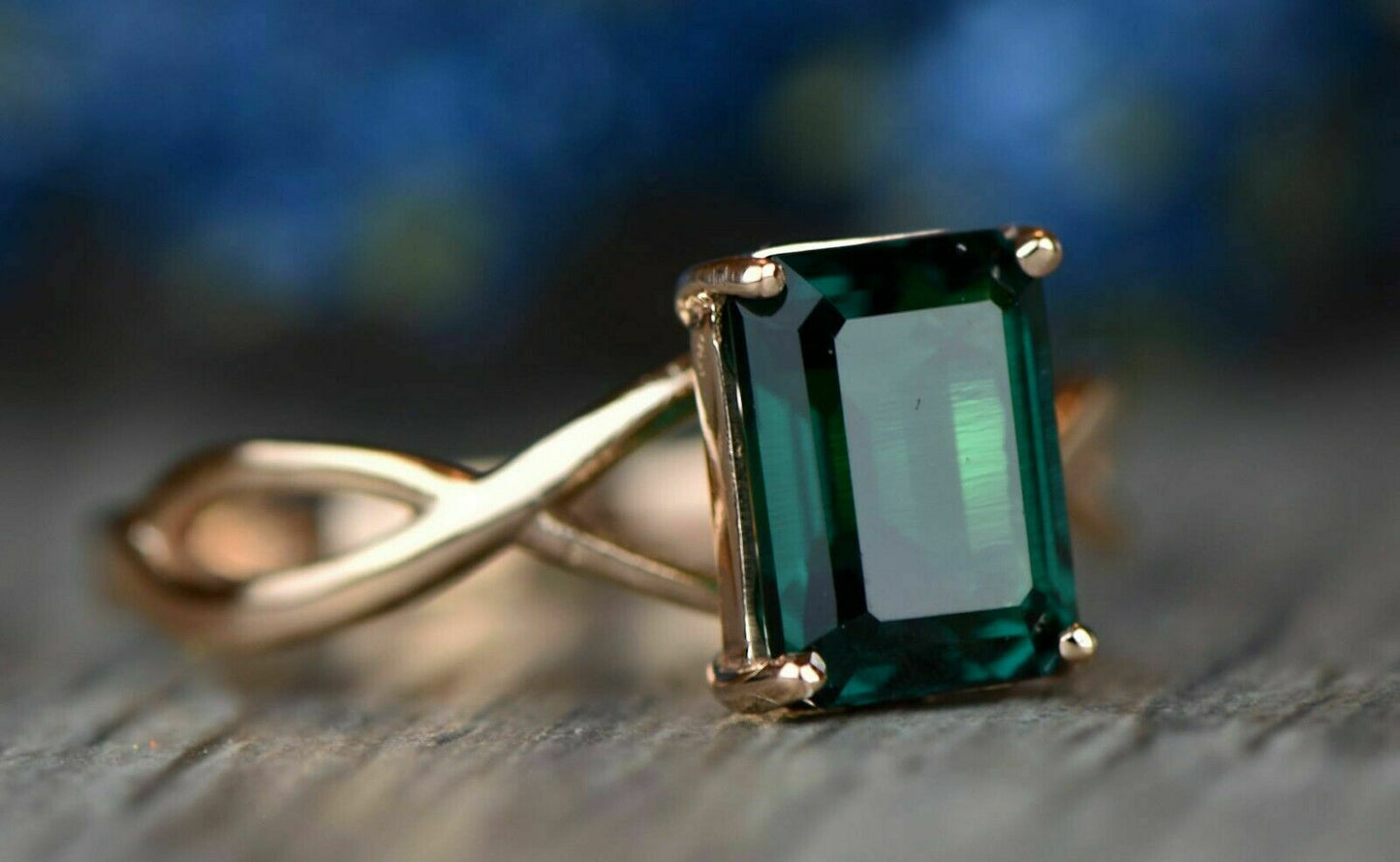 1 CT Emerald Cut Diamond 925 Sterling Sliver Womens Infinity Style Engagement Ring