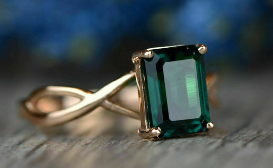1 CT Emerald Cut Diamond 925 Sterling Sliver Womens Infinity Style Engagement Ring
