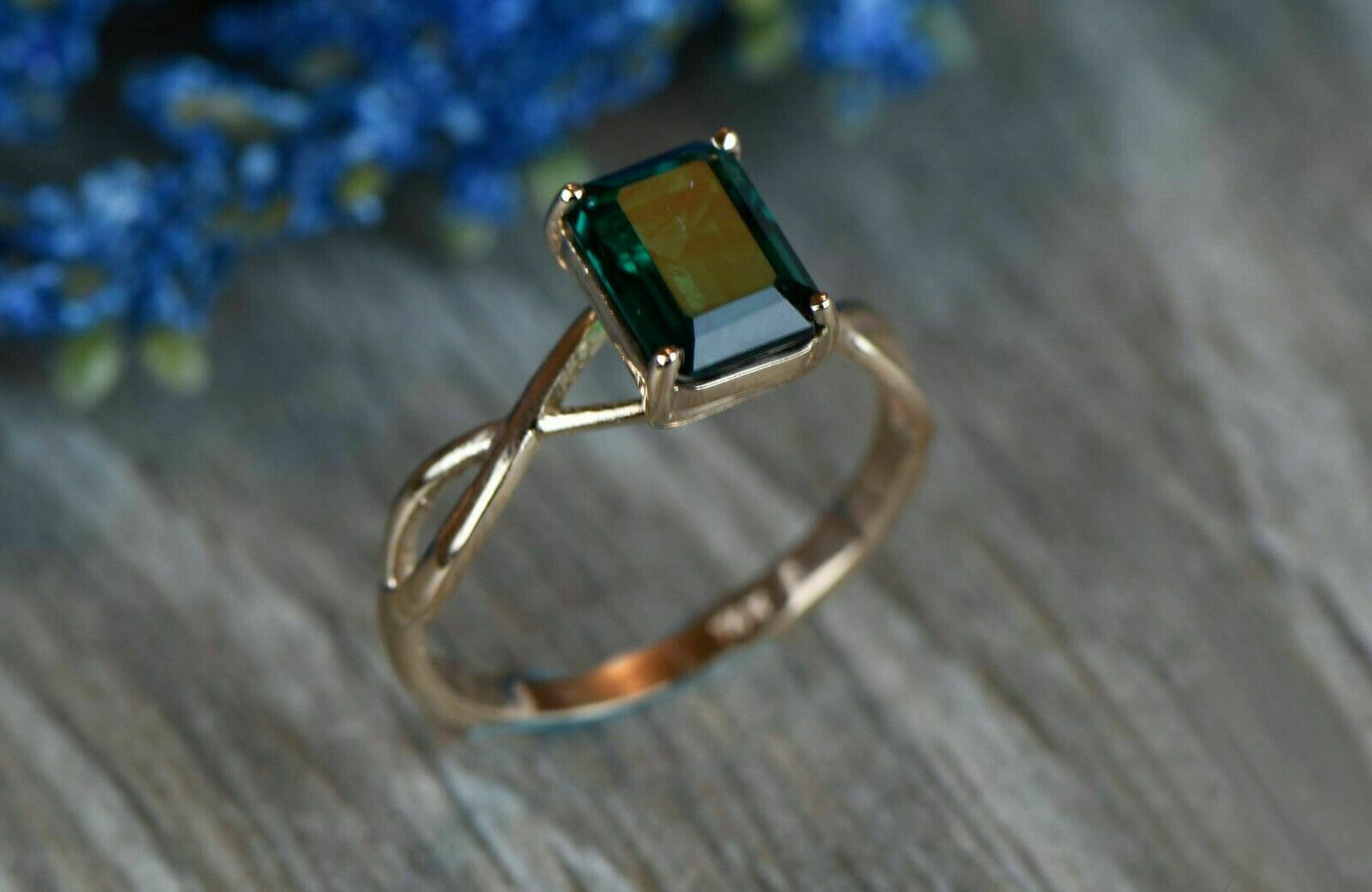 1 CT Emerald Cut Diamond 925 Sterling Sliver Womens Infinity Style Engagement Ring