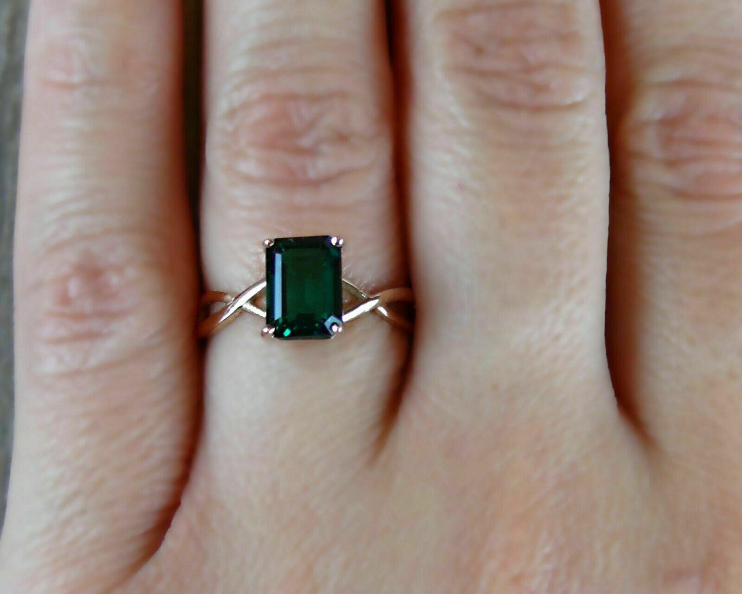 1 CT Emerald Cut Diamond 925 Sterling Sliver Womens Infinity Style Engagement Ring