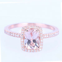 1 CT Cushion Cut Morganite Diamond 925 Sterling Silver Wedding Promise Ring