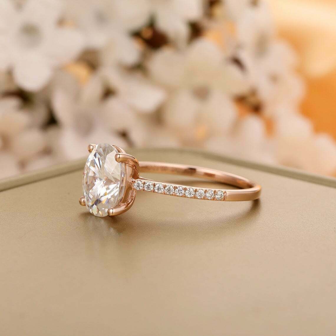 925 Sterling Silver 1 CT Oval Cut Diamond Solitaire Women's Engagement Ring