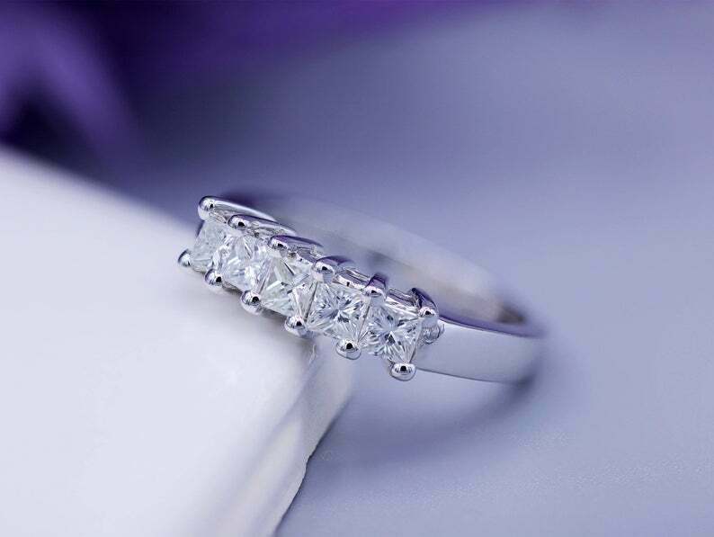 1.20 CT Princess Cut Diamond 5 Stone Engagement Ring 925 Sterling Silver - atjewels.in