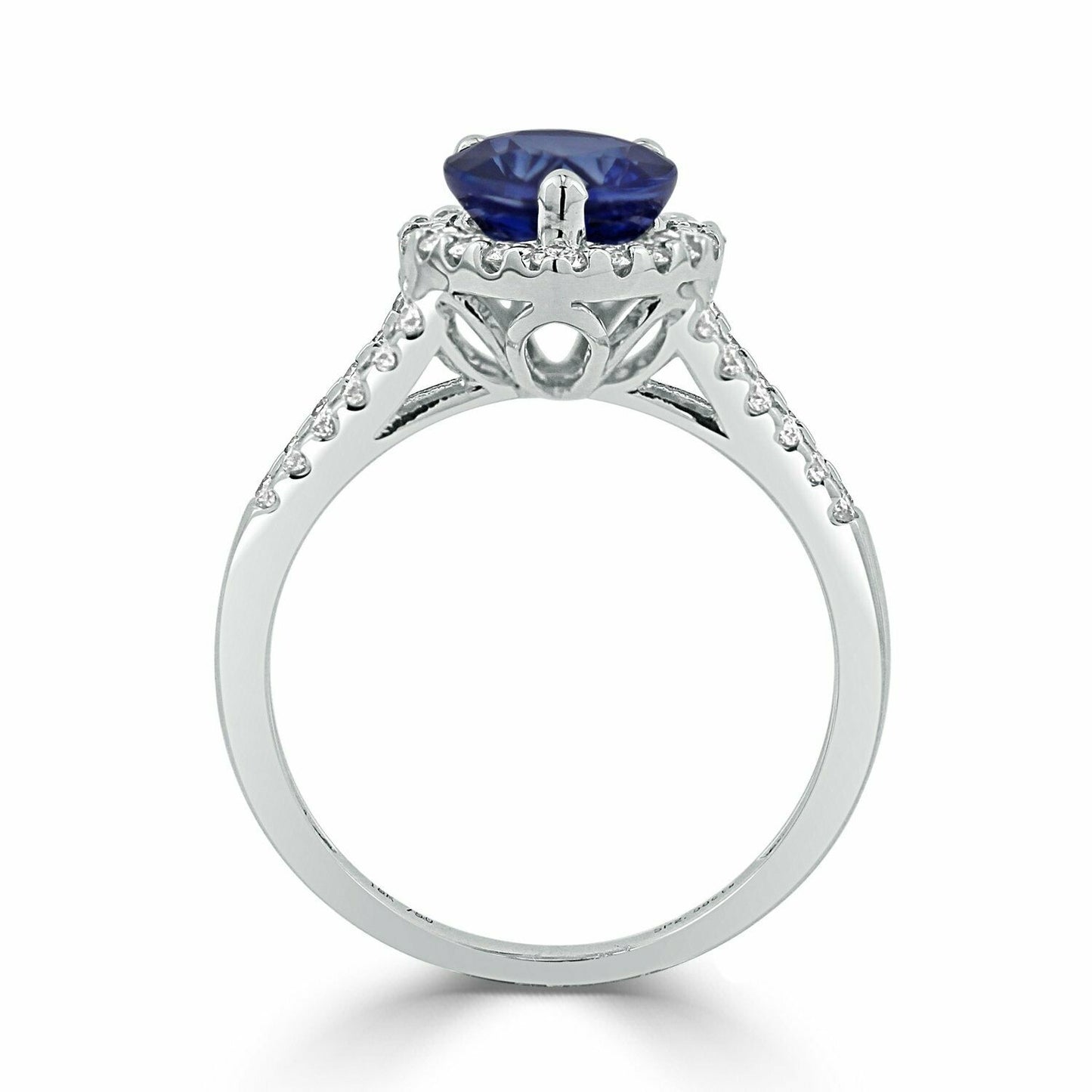 3 CT Pear Cut Blue Sapphire Split Shank Halo Engagement Ring 925 Sterling Silver