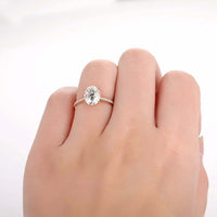 925 Sterling Silver 1 CT Oval Cut Diamond Solitaire Women's Engagement Ring