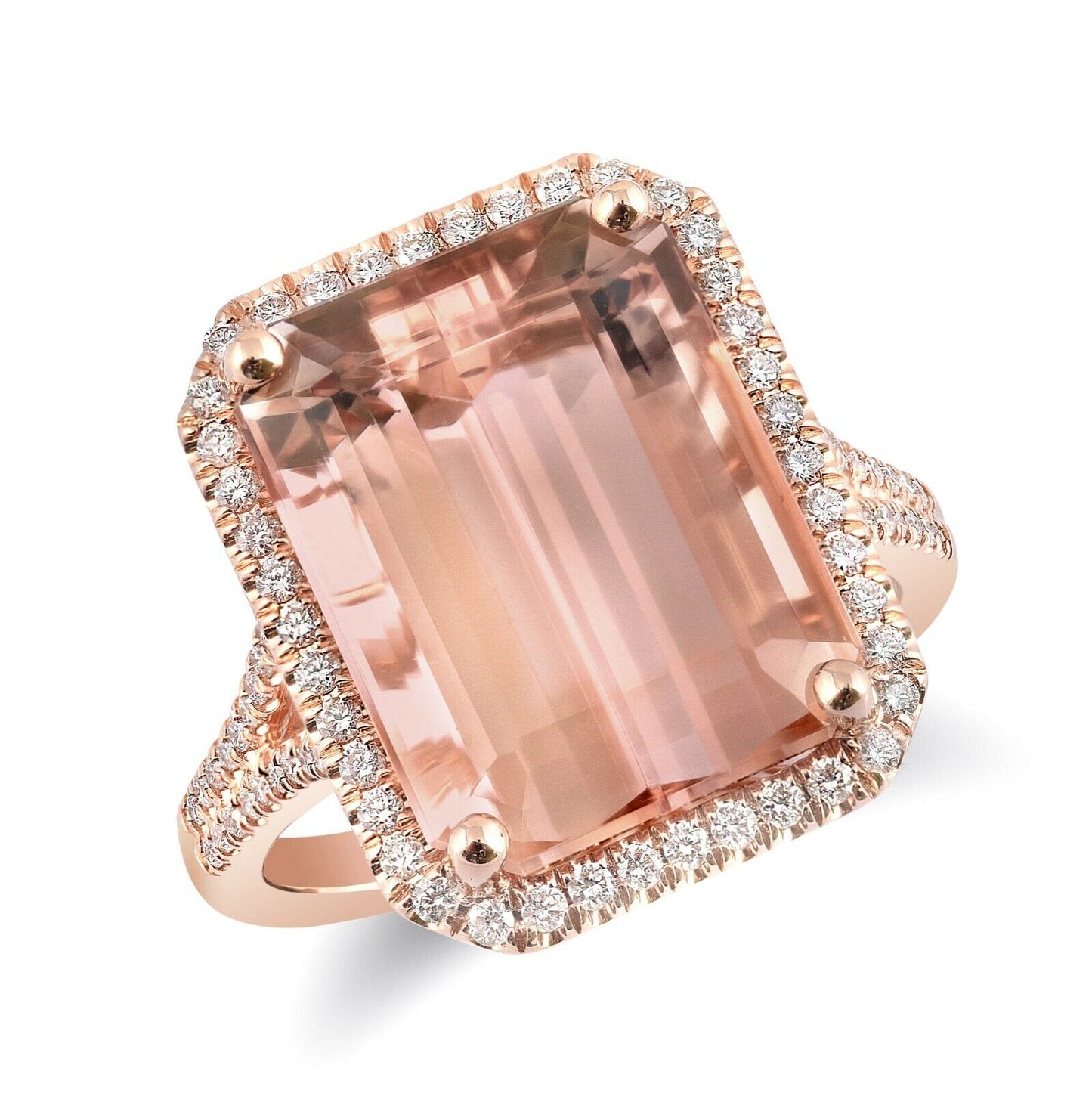 3 CT Emerald Morganite Diamond 925 Sterling Sliver Halo Promise Ring