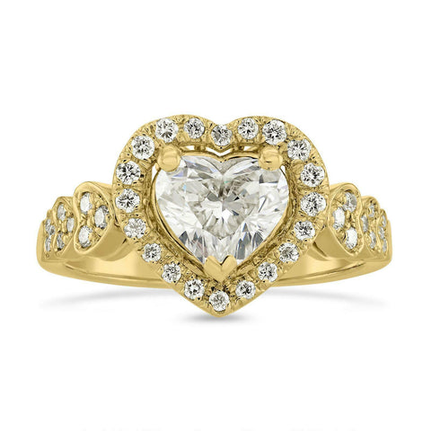 1.50 CT 925 Sterling Silver Heart & Round Cut Diamond Anniversary Women Ring