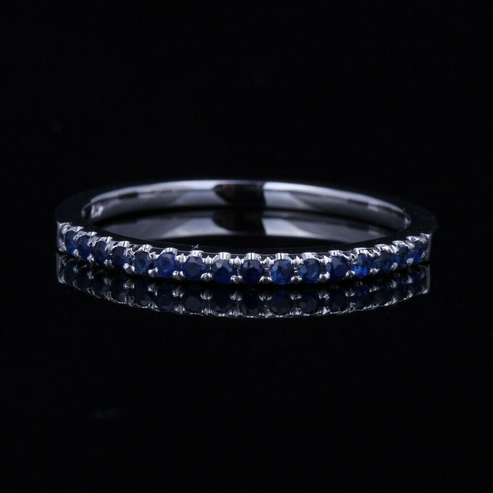 0.50 CT Round Cut Sapphire Diamond Anniversary Half Eternity Band Ring