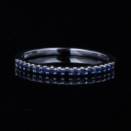 0.50 CT Round Cut Sapphire Diamond Anniversary Half Eternity Band Ring
