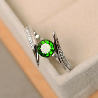1 CT Round Cut Emerald Diamond 925 Sterling Silver Wedding Rings for Women