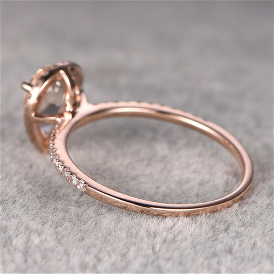 1.2 CT Pear Cut Morganite Diamond 925 Sterling Silver Halo Engagement Ring