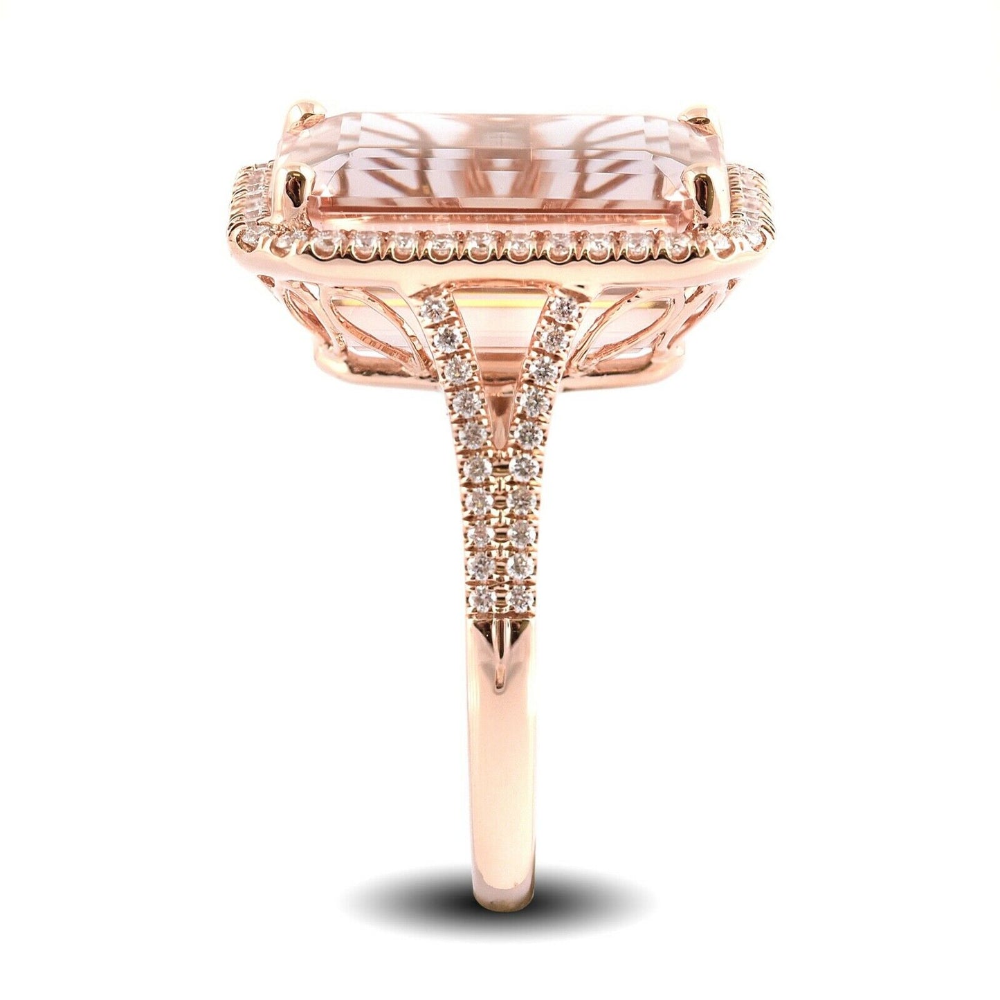 3 CT Emerald Morganite Diamond 925 Sterling Sliver Halo Promise Ring