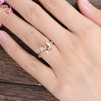 3 CT Cushion Cut Morganite Diamond Bridal Set Engagement Ring 925 Sterling Silver