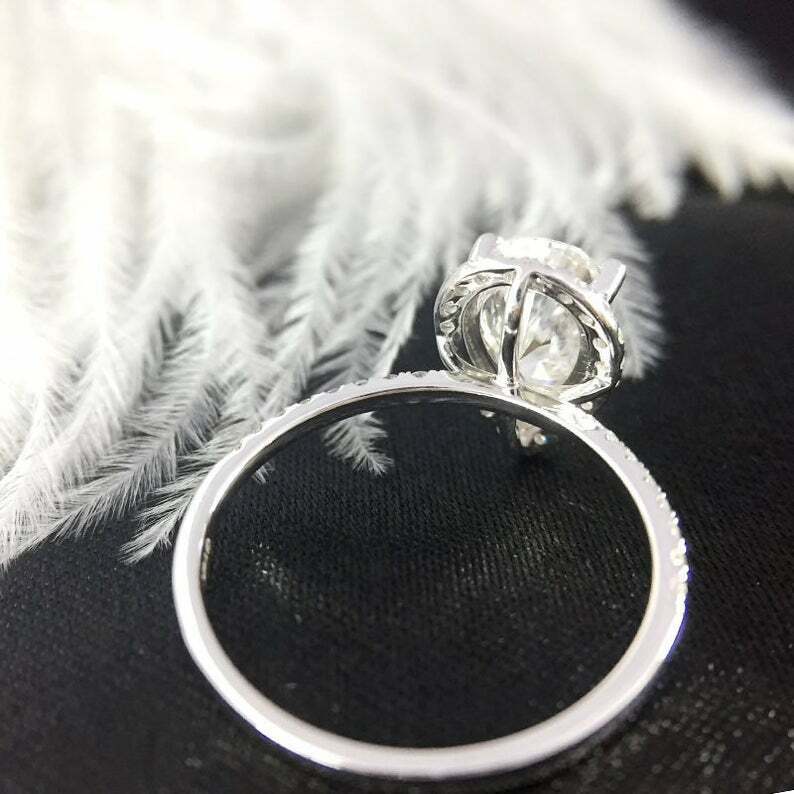 2 CT Pear Cut Diamond Halo Wedding & Engagement Ring 925 Sterling Silver