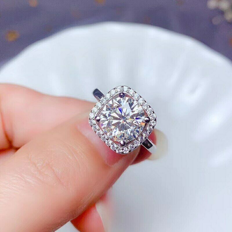 2 CT Round Cut Diamond Promise Halo Engagement Wedding Ring 925 Sterling Silver