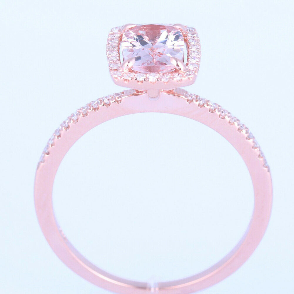 1 CT Cushion Cut Morganite Diamond 925 Sterling Silver Wedding Promise Ring