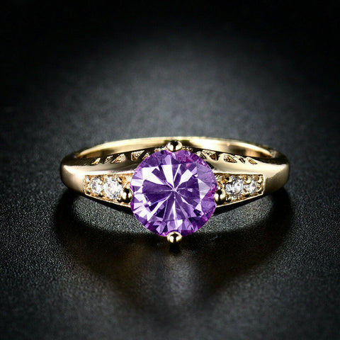 1 CT Brilliant Round Cut Amethyst Diamond Engagement Ring 925 Sterling Silver