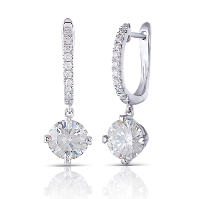3 CT Brilliant Round Cut Drop Dangle Earrings 925 Sterling Silver