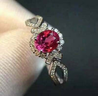 4 CT Oval Cut Pink Ruby 925 Sterling Silver Engagement Halo Women's Ring