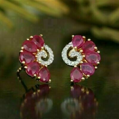 1.50 CT Pear Cut Red Ruby Stud Women's Earrings Jewelry Gift Her 925 Sterling Sliver
