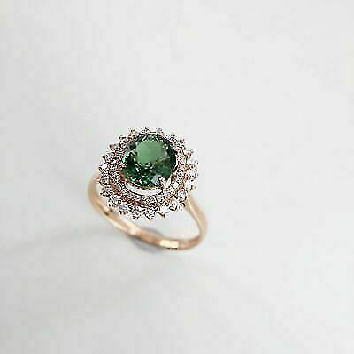 2 CT Oval-Cut Green Emerald Dual Halo Engagement Wedding Ring 925 Sterling Silver