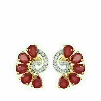 1.50 CT Pear Cut Red Ruby Stud Women's Earrings Jewelry Gift Her 925 Sterling Sliver