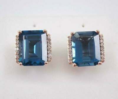 3 CT Emerald Cut London Blue Topaz Solitaire Stud Earrings 925 Sterling Sliver