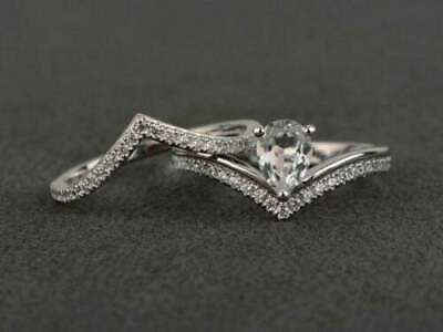 2.54 CT Pear Cut Diamond Tiara Crown Engagement Bridal Ring Set 925 Sterling Silver - atjewels.in