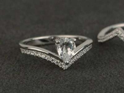 2.54 CT Pear Cut Diamond Tiara Crown Engagement Bridal Ring Set 925 Sterling Silver - atjewels.in