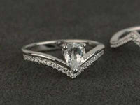 2.54 CT Pear Cut Diamond Tiara Crown Engagement Bridal Ring Set 925 Sterling Silver