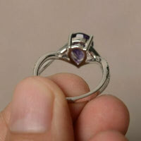 1 CT Pear Cut Amethyst Diamond Anniversary Ring 925 Sterling Silver