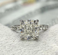 3 CT Cushion Cut Diamond Solitaire Engagement Ring 925 Sterling Silver